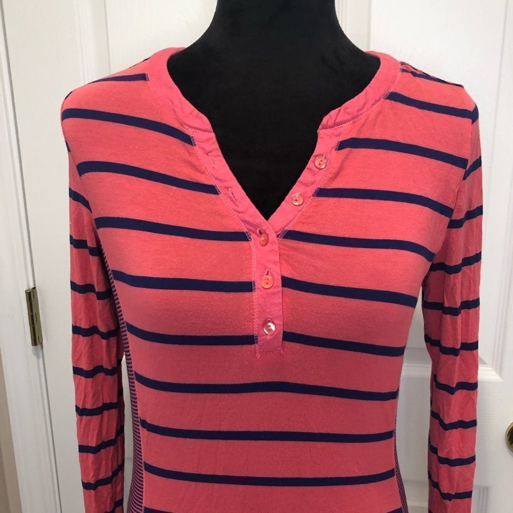 Green Source long sleeve pink blue stripe shirt - Picture 3 of 9
